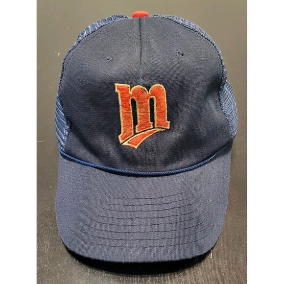 Vintage 80s Minnesota Twins MLB Mesh Back Trucker Cap Snapback Hat Plain Logo - Picture 1 of 5